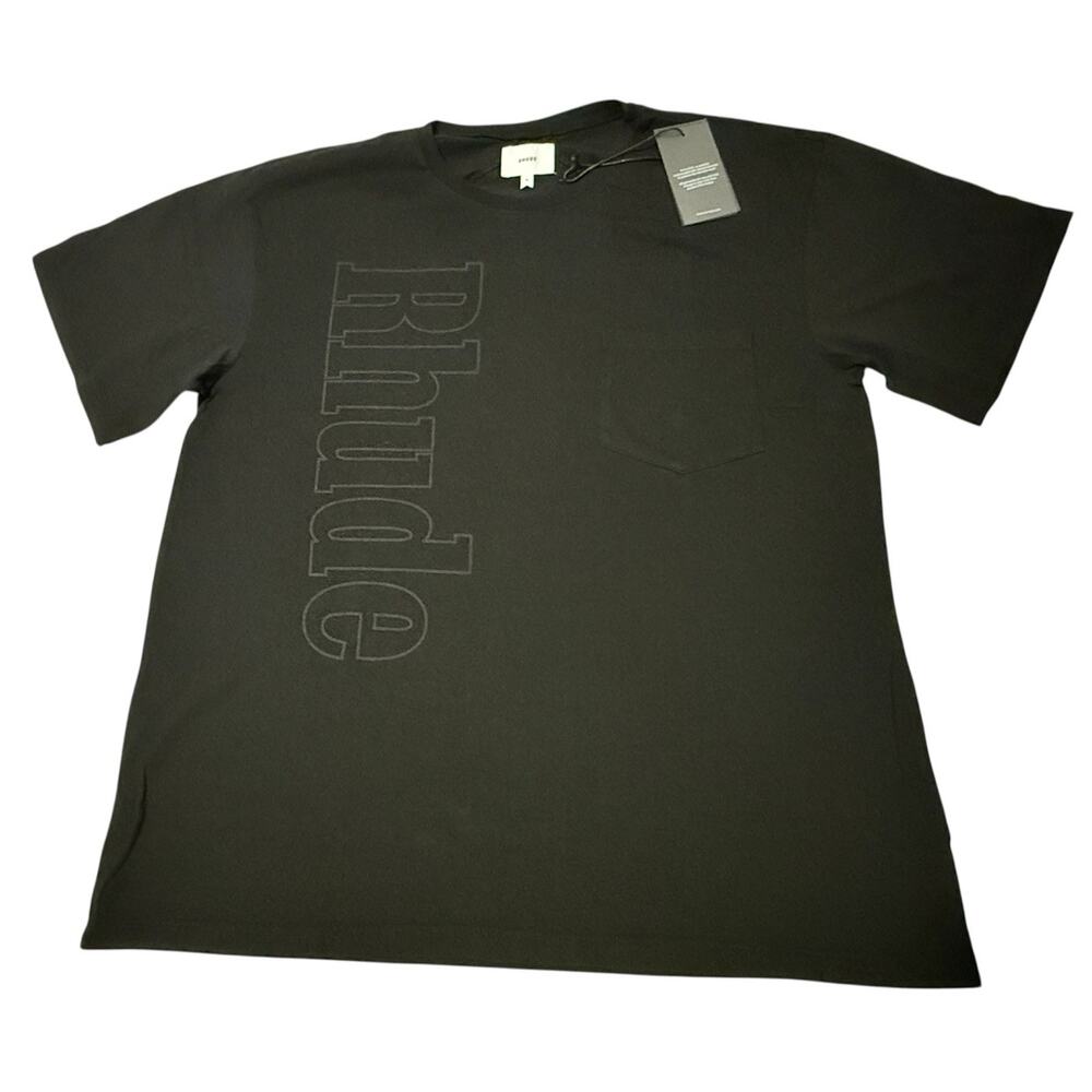 Rhude Side Logo Pocket T-Shirt Black Sz Medium fits XL 100% Authentic $280 MSRP